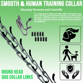 Prong Training Collar for Dogs, Adjustable Dog Pinch Collar with Quick Release Buckle, No Pull Collar for Small Medium Large Dogs, Two Extra Link and Twenty pc Caps (M/L (17-23" Neck, 3.2mm))
