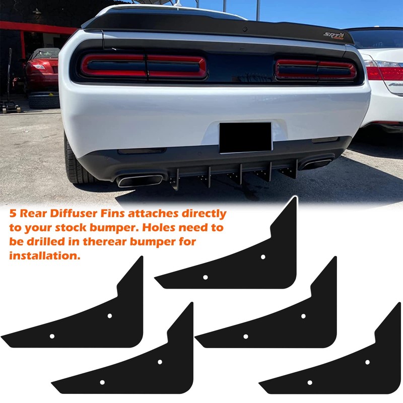 Rear Diffuser 5 Fins V3 Set for Dodge Challenger 2015-2024