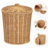 PRETYZOOM Wicker Trash Can Woven Trash Can Rattan Waste Basket