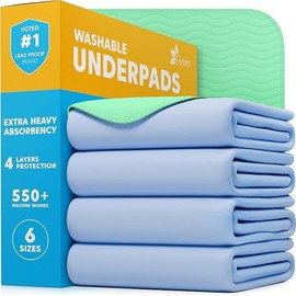 GREEN LIFESTYLE® Washable Underpads - Heavy Absorbency Reusable Bedwetting Incontinence Pads for Kids, Adults, Elderly, and Pets - Toddler Mattress Pads for Bed, Sofa, Floor (Pack of 4 - 34x36)