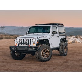 RockTrix RT115 17 inch Wheel Compatible with Jeep Wrangler JK JL 17x9 5x5 Wheels (-12mm Offset, 4.5in Backspace) 5x5 PCD, 71.5mm Bore, Bronze Wheels, Also fits Gladiator JT Rims