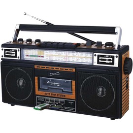 Supersonic SC-3201BT-WD 4-Band Bluetooth Radio & Cassette Player Boombox - Wood