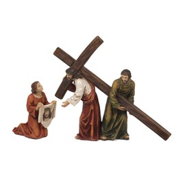 Jesus Cross Holders, Veronica and Samaritan Resin Easter Nativity Scene 16.5 x 19 cm Paben
