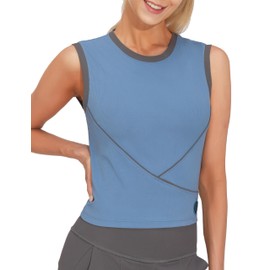 Little Donkey Andy Women's Workout Tank Tops Cool Fabric Sleeveless Running Yoga Athletic Shirts Light Blue Medium