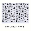 Little Black Cat Nail Stickers for Nail Art,6PCS Cute Cartoon