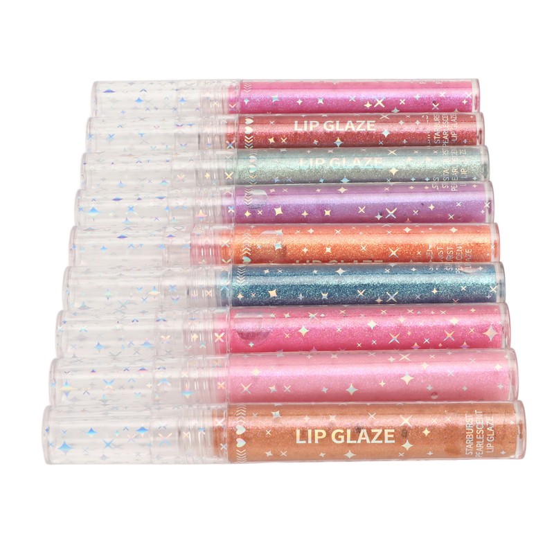 9pcs 0.1oz Women Girls Glitter Lip Gloss Set Moisturizing Lustrous