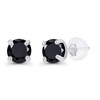 Sterling Silver Rhodium 3mm Round Black Onyx Birthstone Stud Earrings