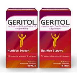 Geritol Multi-Vitamin Nutritional Support Tablets, Balance of 26 Essential Vitamins and Minerals, 100-Count Bottles (Pack of 2)