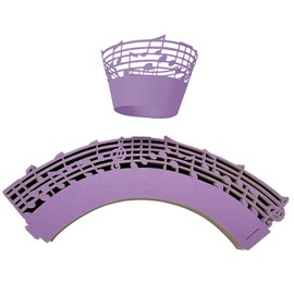 50 envoltorios para decoración de magdalenas con diseño de notas musicales de encaje para fiestas de cumpleaños y magdalenas (morado)