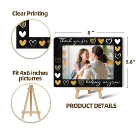 DETIHO Thank You for Helping Me Grow 4x6 Photo Frame, Small Wooden Photo Frame with Easel Stand, Teacher Appreciation Gifts for Table Decor Display -E02