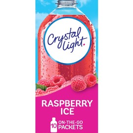 Crystal Light Raspberry Ice and Raspberry Green tea Sugar Free Drink Mix Singles, 10 ct On-the-Go-Packets, Pack of 2, One of Each Flavor, Bundled With V2U Sleeve (10 Count, Raspberry Ice)