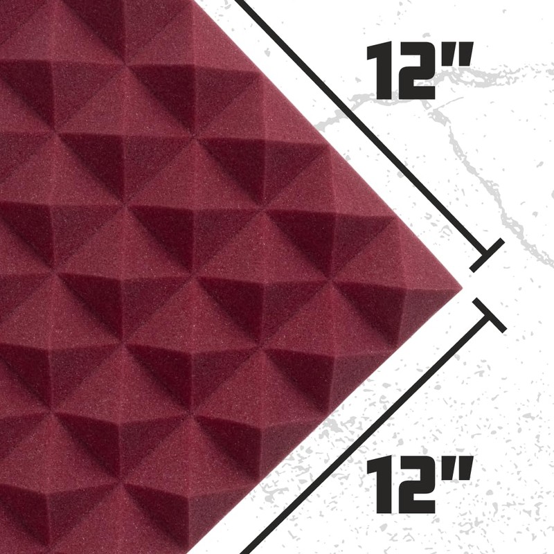 Gator Frameworks 2” Thick Acoustic Foam Pyramid Panels 12”x12”, Charcoal