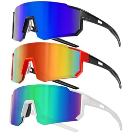 Paulburry Sport Cycling Sunglasses for Men - Women 3 Pack Baseball Shades Sports Glasses for Running MTB Bike Softball