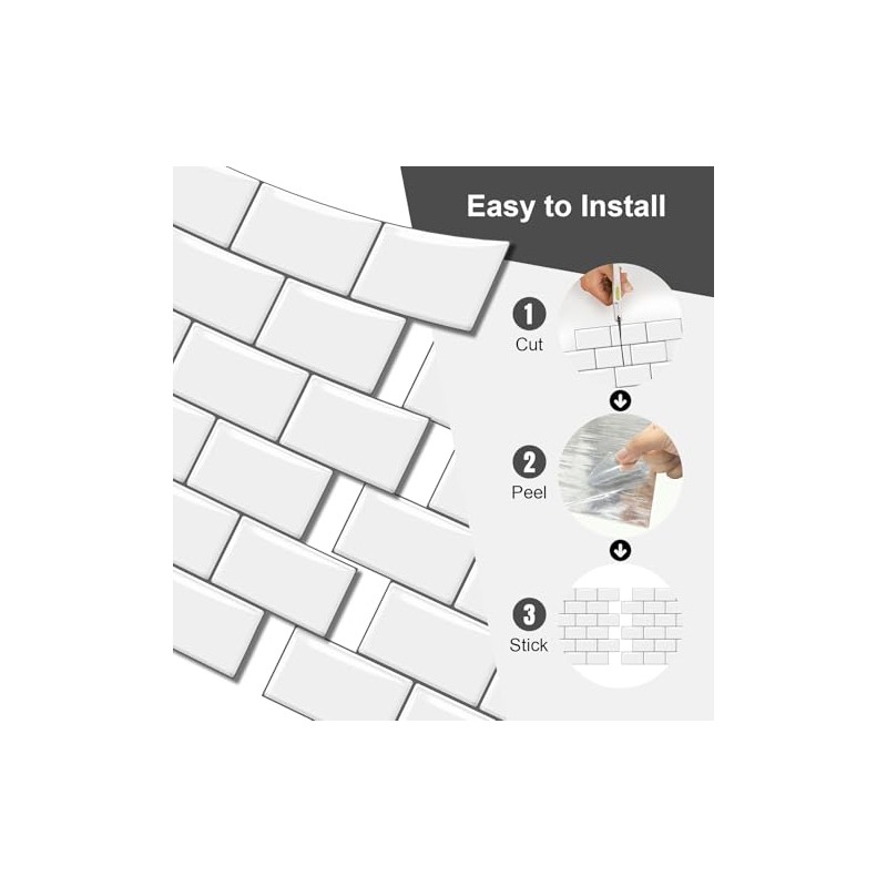 10 Sheets Thicker Design Peel and Stick Backsplash, Peel and