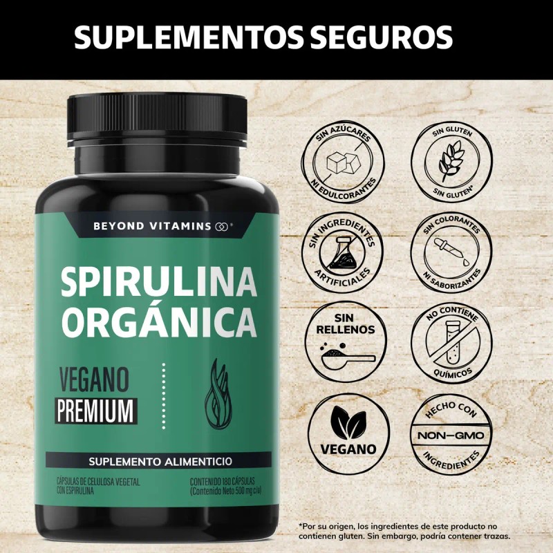 Spirulina Orgánica 100 Natural Espirulina Tecnología Cápsulas Veganas Capsulas Vitaminas
