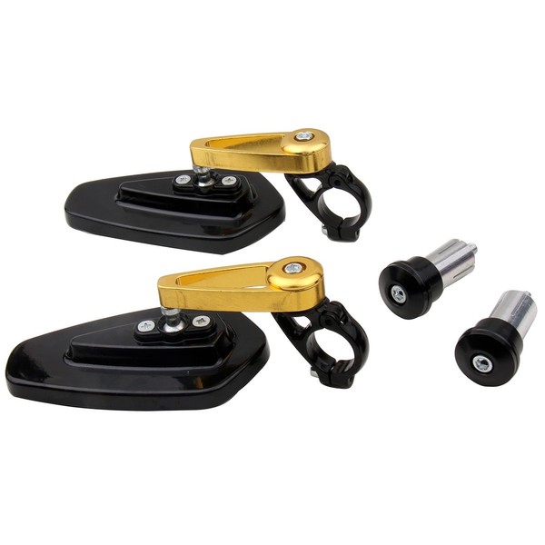 MotorToGo One Pair Gold Stem Black House CNC 7/8" Handlebar