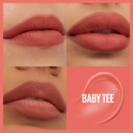 MAYBELLINE Super Stay Teddy Lip Tint, Long Lasting Matte Lipstick For Up To 12HR Wear, Baby Tee, 1 Count