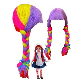 Peluca Larga Payasita DISFRAZAR-T Morado Multicolor 40cm