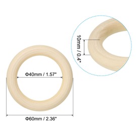 PATIKIL 60mm/2.36" Unfinished Wooden Rings, 20 Pack Natural Solid Wood Rings Circle for DIY Craft Ring Pendant Connectors, Wood Color