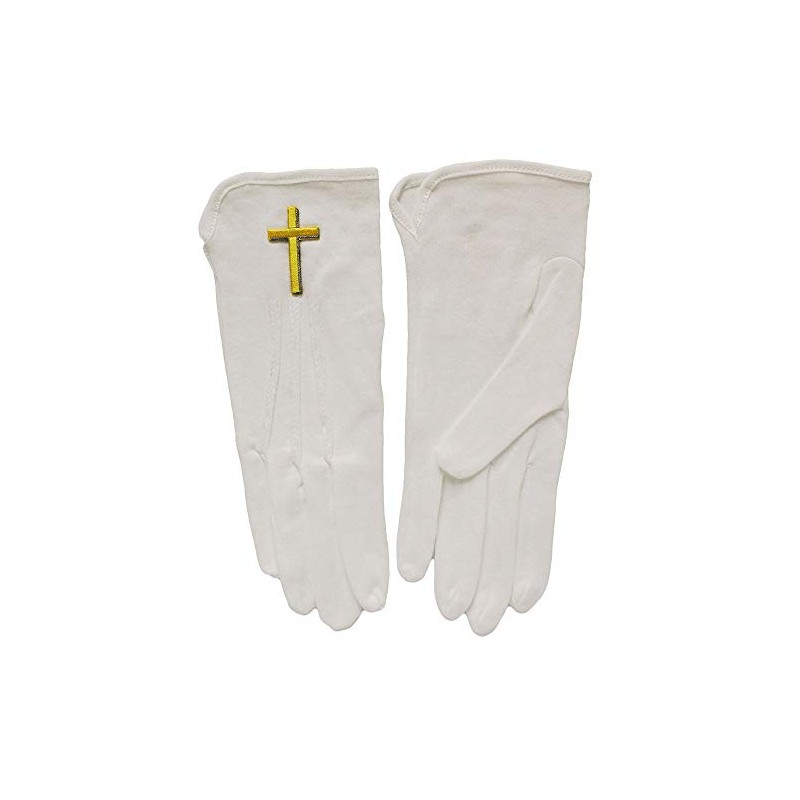 Sterling Gifts Gold Cross White Gloves (2X-Large)