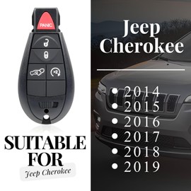 Boxonly Replacement Keyless Entry Remote Car Key Fob GQ4-53T 433MHz 4A Chip 5 Button for JEEP Cherokee 2014 2015 2016 2017 2018 2019