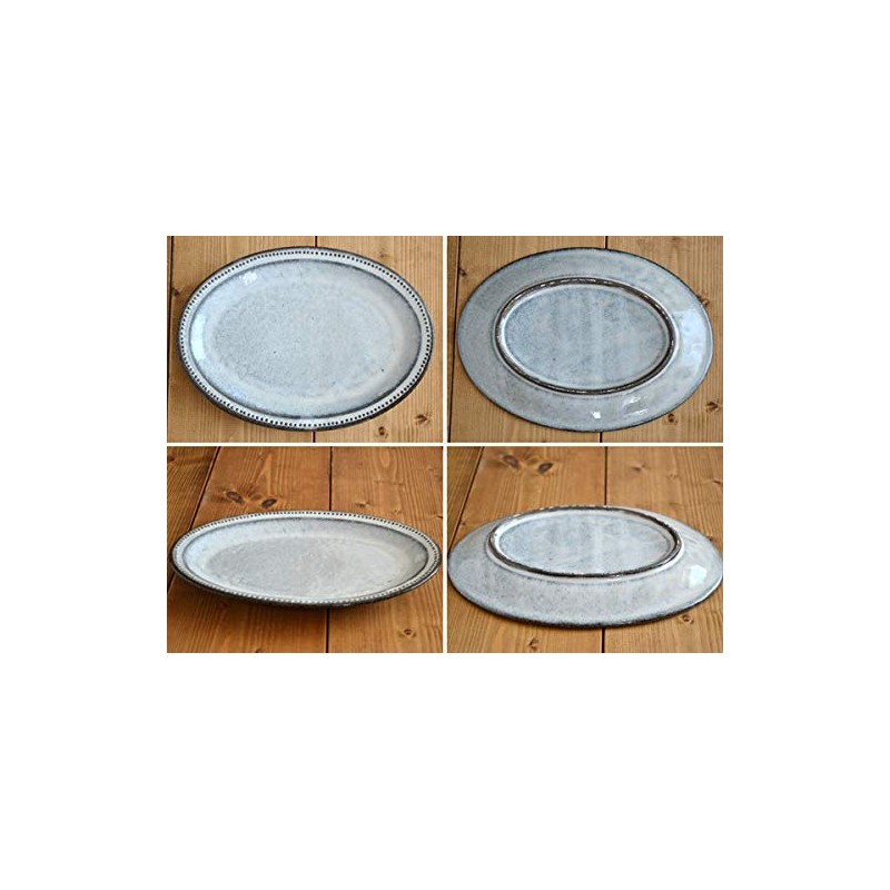 ic-022-01 Tableware East Dot Oval Plate, 9.4 inches (24 cm),
