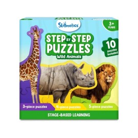 Skillmatics Step by Step Puzzle - 40 Piece Wild Animal Jigsaw Puzzle,
