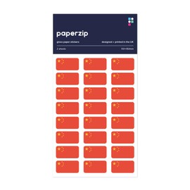PAPERZIP - China Flags (Five-star Red Flag) – 48 Stickers for Business, Schools, Celebrations