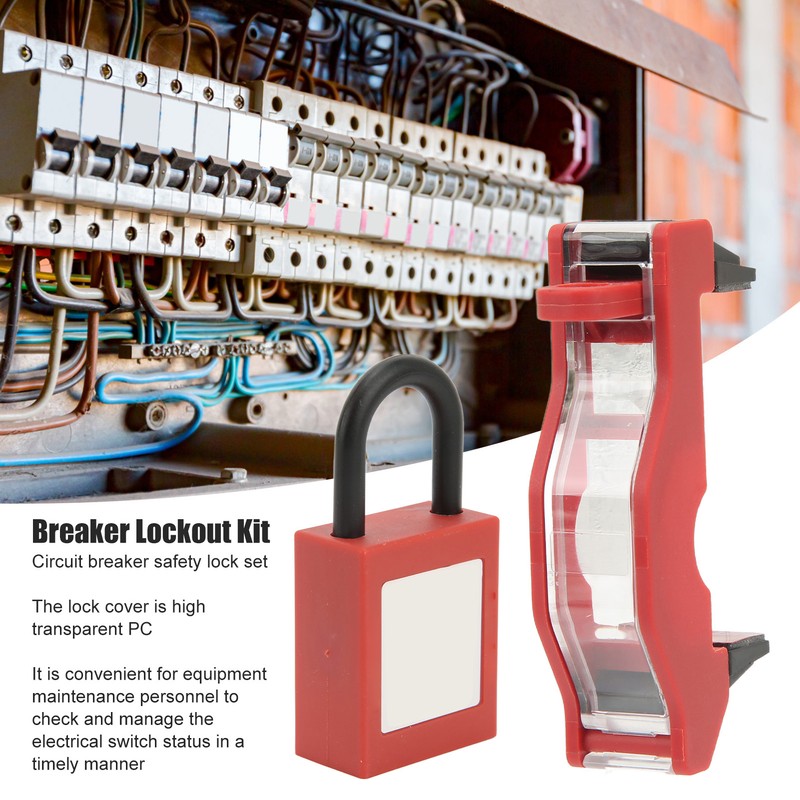 Circuit Breaker Safety Lock Set Transparent Protective Cover Padlocks Kit