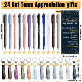 Sayglossy 24 Set Team Appreciation Gifts Bulk Inspirational Silicone Keychains Pens Bookmarks with Opp Bags Thank You Gifts for Employee Coworker Staff Teamwork Gifts Office Party Favors