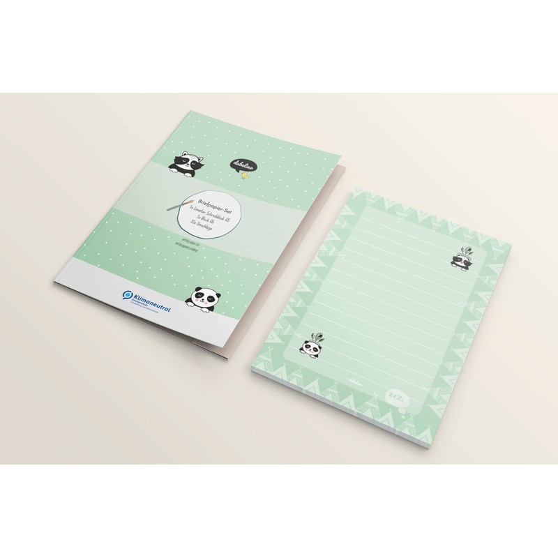 Panda Stationery Set for Children: 25 sheets DIN A5, liniert