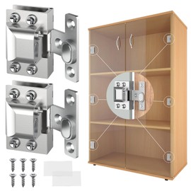 Lipshome Glass Door Hinges for Cabinets, 304 Stainless Steel, Hydraulic Soft Close, Magnetic Latch, for 5-8mm Glass - Durable (2, Silver)