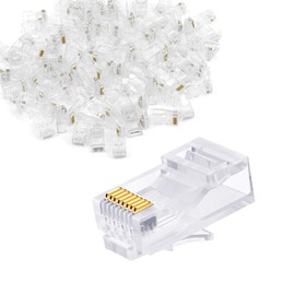 RJ45 Connectors RJ45 Crimp Ends 8P8C UTP Network Plug for Cat5 5e Cat6 6a Stranded Cable Solid Crystal Head (50 of Pack)