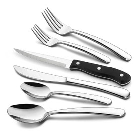 48-Piece Heavy Duty Silverware Set for 8, HaWare Stainless Steel Cutlery Flatware Set with Thick Steak Knives, Fancy Eating Utensils For Home Wedding Party, Include Knife, Fork, Spoon, Dishwasher Safe