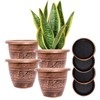 Set of 4 Copper Plastic-Plant-Flower-Planters-10 with Drainage Hole and Matching