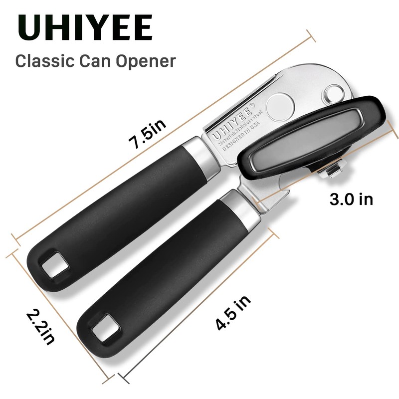 Manual Can Opener, UHIYEE Premium Can Opener Without Sharp Edges,