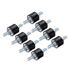 sourcing map 8pcs M6x18mm Rubber Isolator Mounts with Studs 20x15mm Male Vibration Shock Absorber Zinc Plated Cylindrical Thread Mounts Anti Vibration Isolators with 16pcs M6 Lock Nuts