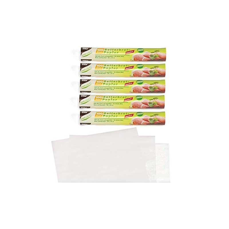 Papstar 14300, 500 sheets of Greaseproof paper, sandwich bag, 25