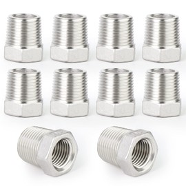 ERGAOBOY 2 pieces 304 stainless steel reducer hexagonal socket, 3/8 inch male thread to 1/4 inch internal thread, BSP pipe adapter connection