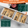 Lixple Bamboo Drawer Organizer, Small Silverware Organizer for Kitchen Drawer,