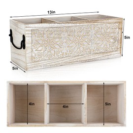 Amyhill Wooden Utensil Caddy for Kitchen Countertop Multi Purpose Wooden Desk Organizer Cutlery Caddy Flatware Silverware Organizer for Office Bathroom Dining Table Christmas Gift, 3 x 5 x 5 Inch