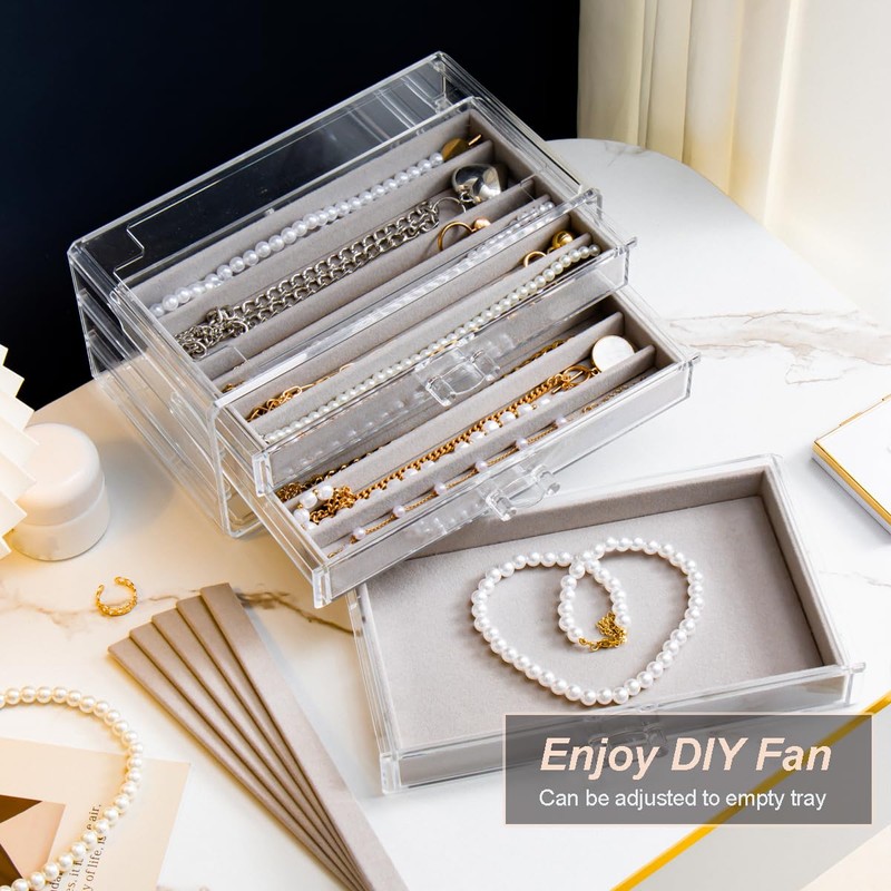 YUFONG Necklace Holder Organizer, Dustproof Necklace Box Velvet Necklace Organizer