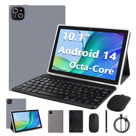 ITMEIPC Tablet, Android 14 Tablet with 12GB (4+8) RAM 128GB ROM, Octa-Core Processor Tablets with Keyboard, Mouse, 10.1 Inch 1280 * 800 IPS Touch Screen, Dual Camera, WiFi 6, BT 5.4, 6000mAh Battery