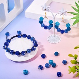 Craftdady - 100 abalorio de diamantes de imitación de arcilla polimérica azul de 10 mm, abalorio de diamantes redondos brillantes para collar, pulsera, llavero, decoración de boda