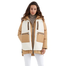 Orolay Women's Sherpa Jacket Thickened Puffer Down Coat Fuzzy Fleece Jacket Apple Cinnamon M