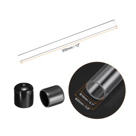 Rebower Plastic Pipe Rigid Polycarbonate Round Tube Clear(with Black Protective Case), [for Lighting, Models, Water Plumbing] - 0.7x0.8"(16x20mm), 12"(300mm) Length/Transparent / 2 Pcs