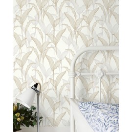 Heroad Peel and Stick Wallpaper Boho Contact Paper Modern Neutral Beige Leaf Wallpaper Removable for Bedroom Cabinets Self-Adhesive Decoration Thicken Vinyl Thicken 17.3In x 28.2Ft