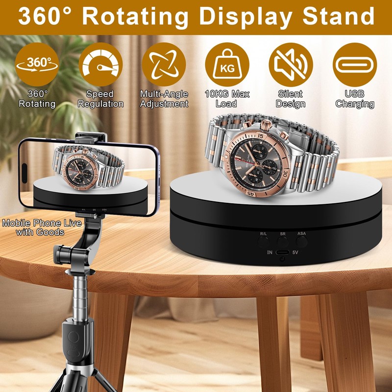 YGVQN Electric Rotating Photo Stand Electric Dial Table Top 23cm