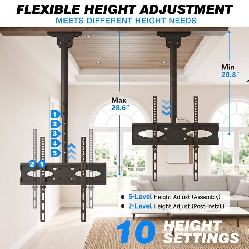 Rfiver Ceiling TV Mount for 32-70 inch TVs, Sloped Ceiling