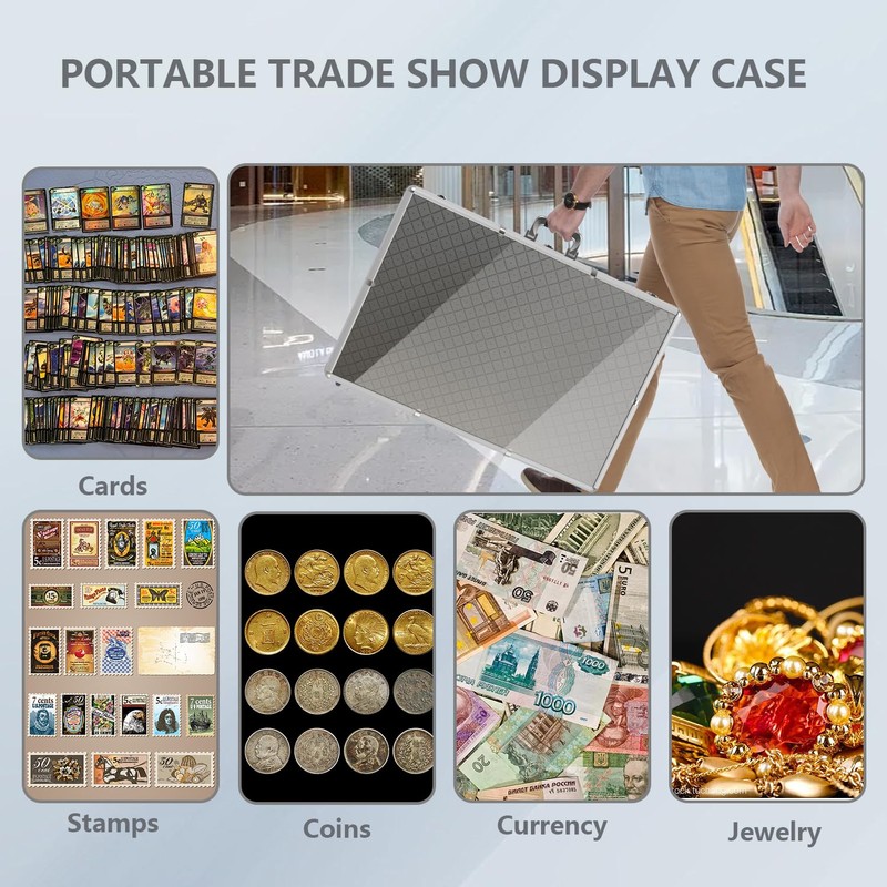 Hupsjer Card Display Case Large Aluminum 34" L x 22"